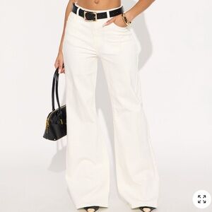 NWT Fashion Nova Off White Wide Leg Jeans